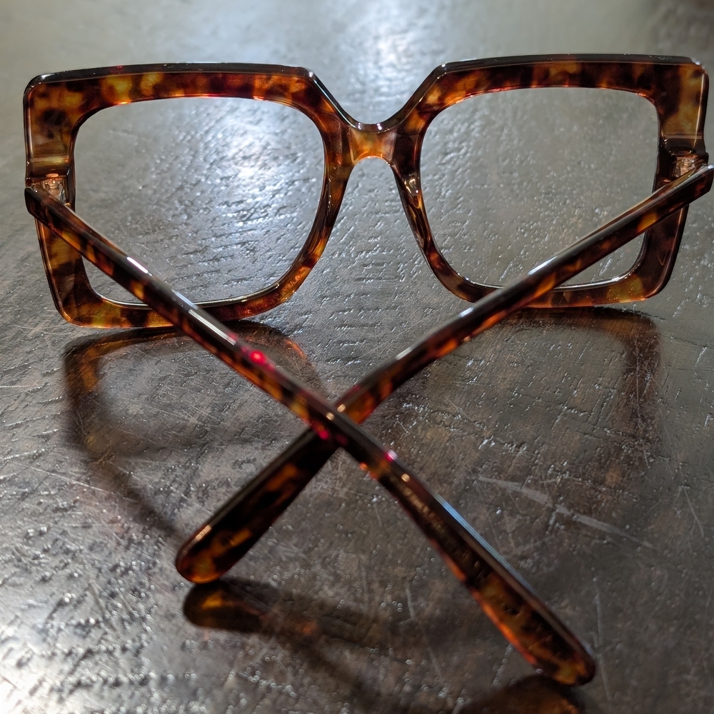 Tortoiseshell Square Clear Glasses Frames - image 2